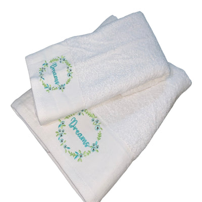 Set 2 Toallas Bordadas Mensaje Dream 500g - multicolor