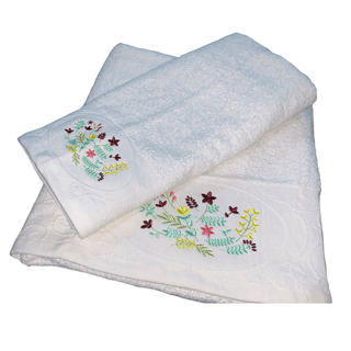 Set 2 Toallas Embrodery 500g Flowers D1
