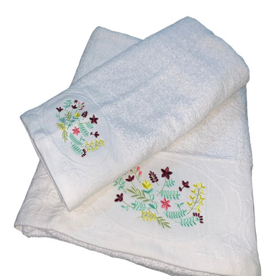 Set 2 Toallas Embrodery 500g Flowers D1 - multicolor