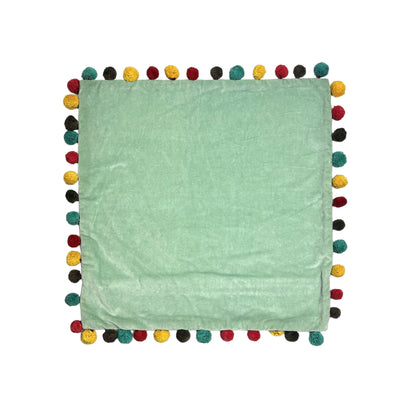 Funda De Pompón Velvet Para Cojín 50 X 50 Cm Verde Menta - verde