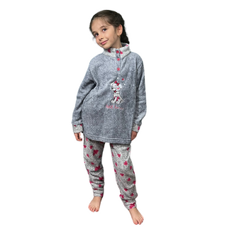 Pijama Niña Corazones T8 Gris