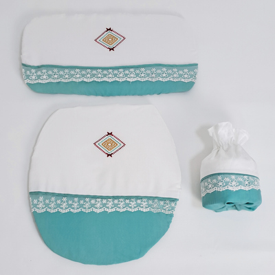 Set 4 Piezas Textil De Baño Microfibra Bordado Etnic - multicolor