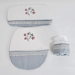 Set 4 Piezas Textil De Baño 144 Hilos Bordado Spring