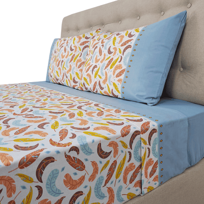 Sábanas 144h Estampadas Plumas Calidas King - multicolor
