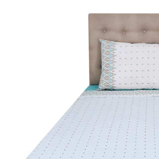 Sábanas 144h Estampadas Geo Hojas Menta King