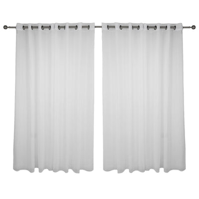 Set Cortina Velo Liso Argolla 140X220 Color Blanco - blanco