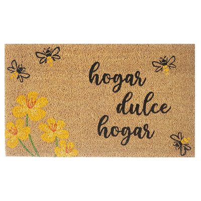 Limpiapiés flores amarillas fibra de coco 45 x 75 cm - multicolor