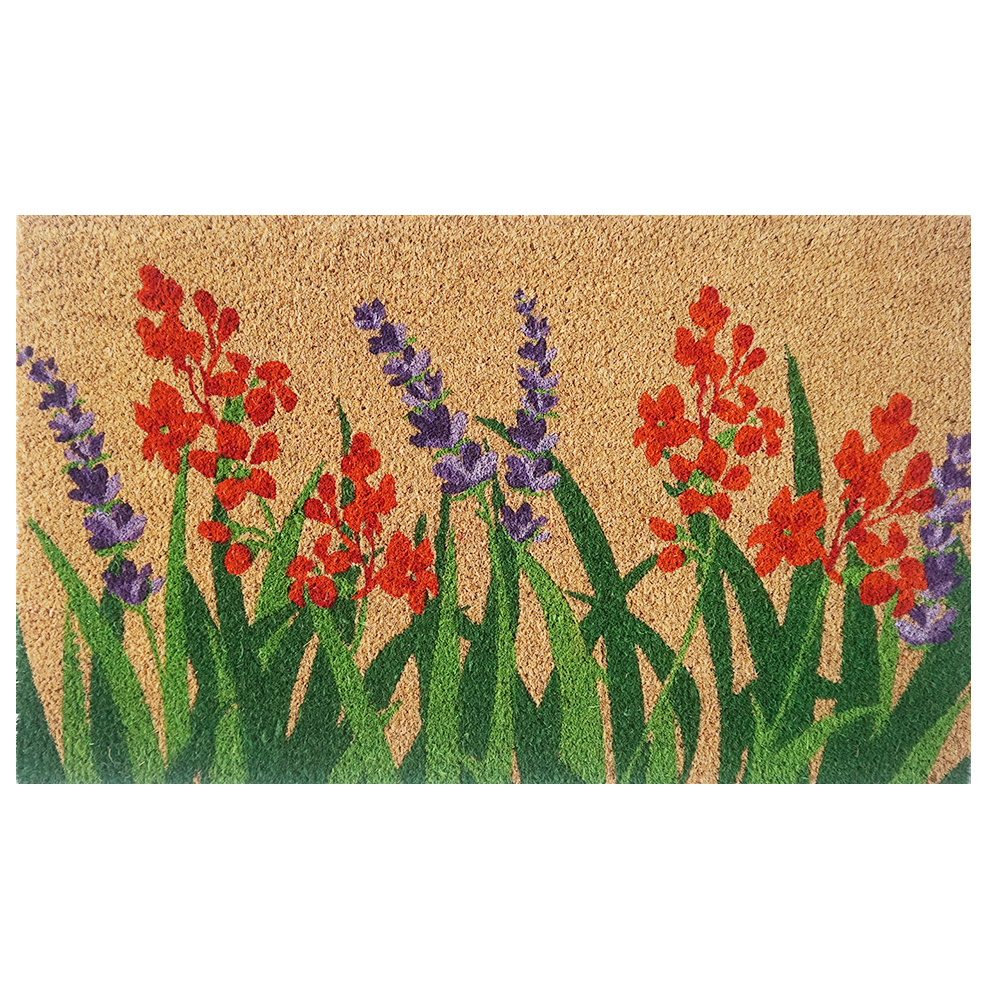 Limpiapiés flores fibra de coco 45 x 75 cm