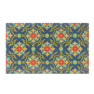 Limpiapiés floral fibra de coco 45 x 75 cm