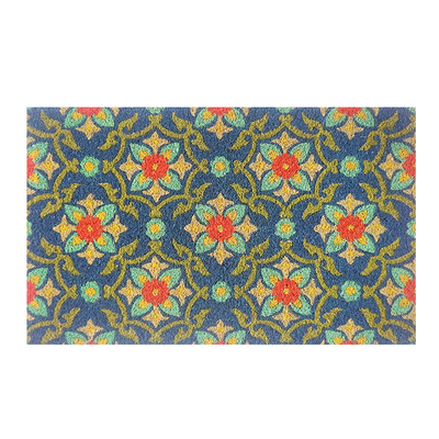 Limpiapiés floral fibra de coco 45 x 75 cm - multicolor