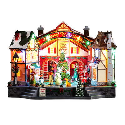 Villa navideña de plaza con luz y música 6608 36,5 x 22,5 x 26 cm - multicolor