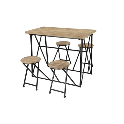 Mesa con pisos plegables fierro y madera 112 x 86 cm - natural