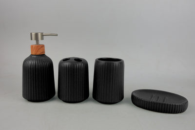Set Accesorios Baño 4 Piezas Vellon Negro - negro