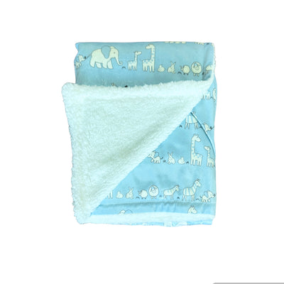 Manta Estampada Sherpa 75 X 100 Cm Animales - azul