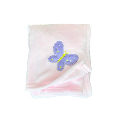 Manta Bordada Flannel Fleece 75 X 100 Cm Mariposa - rosado