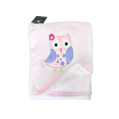 Manta Bordada Flannel Fleece 75 X 100 Cm Búho - rosado