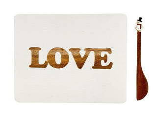 Set Tabla Mad Acacia C/Cuchillo Aperitivo Amor