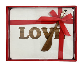 Set Tabla Mad Acacia C/Cuchillo Aperitivo Amor