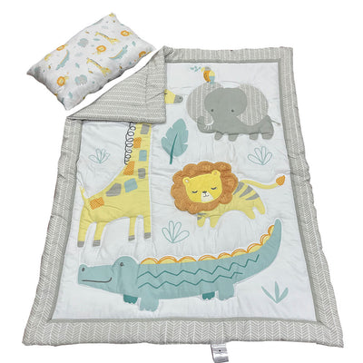 Set Cubrecama Cuna + Cojin Animales - gris