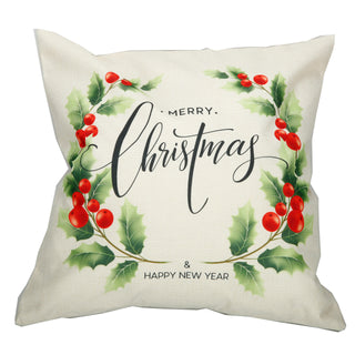 Funda Cojin Merry Christmas Acebos 45X45Cm 5B