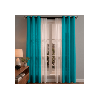 Set Cortinas Lisboa 2 Paños + 2 Velos 140X220 - Turquesa
