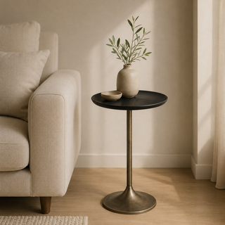 Mesa Lateral Orgánica Metal Dorado 31x31x56 cm