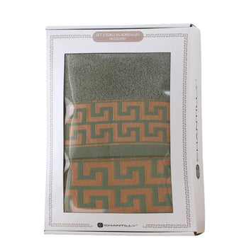 Set Toallas Caja Regalo Borde Jacq. Verde