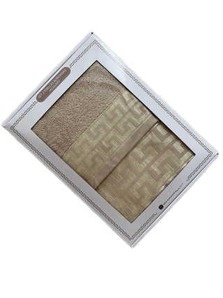 Set Toallas Caja Regalo Borde Jacq. Beige