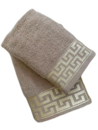 Set Toallas Caja Regalo Borde Jacq. Beige