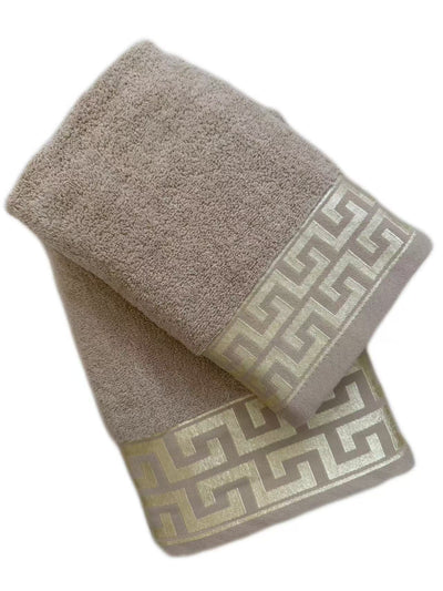 Set Toallas Caja Regalo Borde Jacq. Beige