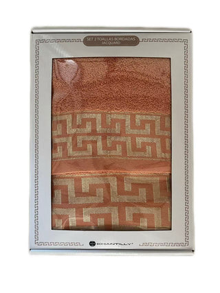 Set Toallas Caja Regalo Borde Jacq. Terracota