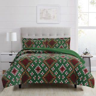 Plumon Flannel/Sherpa Knitted 1,5 plazas Multicolor