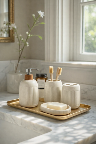 Set Accesorios Baño 4 Piezas Bosco Beige
