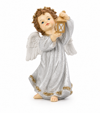 Ángel Navideño con Farol Plateado 20cm