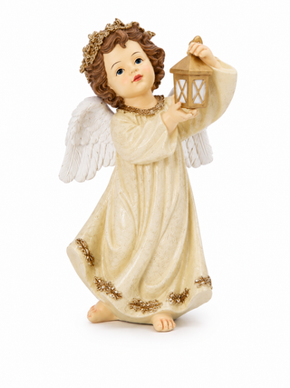 Ángel Navideño con Farol Marfil 20 cm