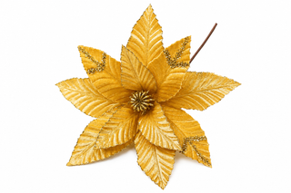 Flor Navideña Dorada Decorativa 30x35 cm