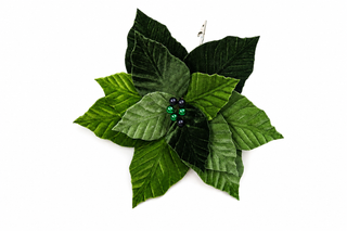 Flor Navideña Verde con Clip 19x32 cm