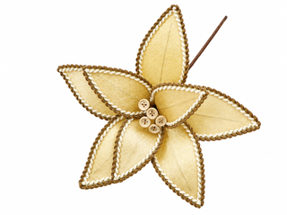 Flor Navideña Dorada Decorativa 25x28 cm