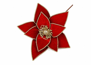 Flor Navideña Roja Terciopelo 30x32 cm