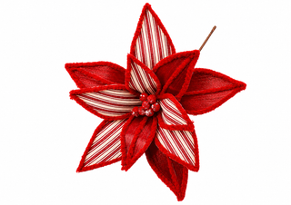 Flor Navideña Rayas Rojo Blanco 30x30 cm