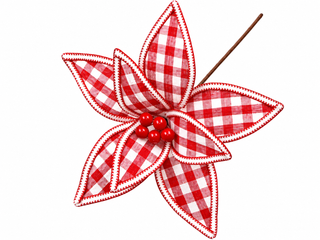 Flor Navideña Vichy Roja 25x28 cm
