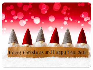 Set 4 Ind Gnomos Happy New Year 44X28X0,04Cm
