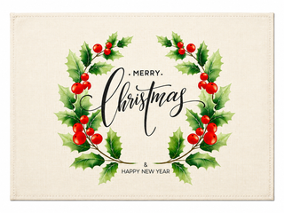 Set 4 Individuales Merry Christmas Acebos 45X33Cm