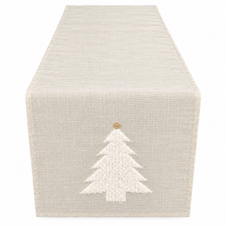 Camino Mesa Navideño Arbolito Beige Aplicado 35x170 cm