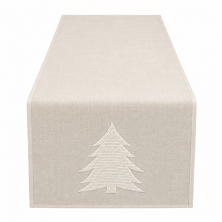 Camino Mesa Navideño Árbol Beige Aplicado 35x170 cm