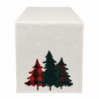 Camino Mesa Navideño Bordado 3 Pinos 35x170 cm