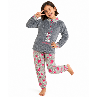 Pijama Niña Corazones T4 Gris