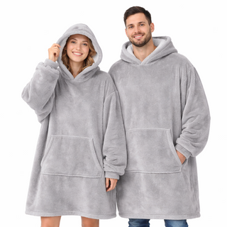 Poleron Manta Overside Sherpa Extra Cálido Chantilly Gris Plata