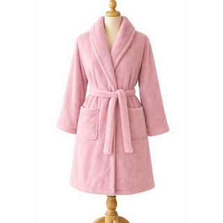 Set Bata + Pantuflas Franela Suave Chantilly Rosado