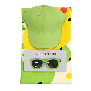 Set de Playa Infantil Toalla Microfibra 70x140 cm + Jockey + Anteojos Verde Claro